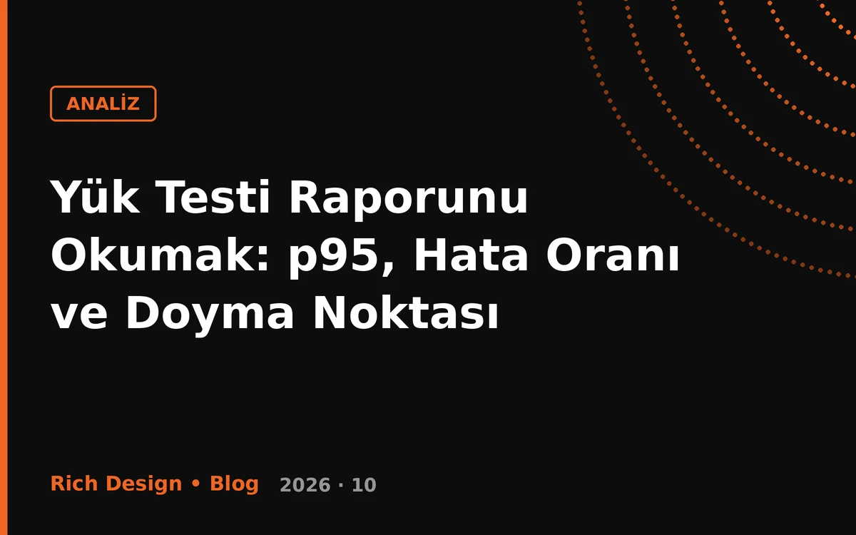Yük Testi Raporunu Okumak: p95, Hata Oranı ve Doyma Noktası